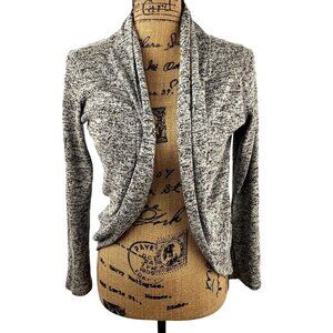 Trendy Zone Knit Cardigan Gray White Heather Open Front Size S